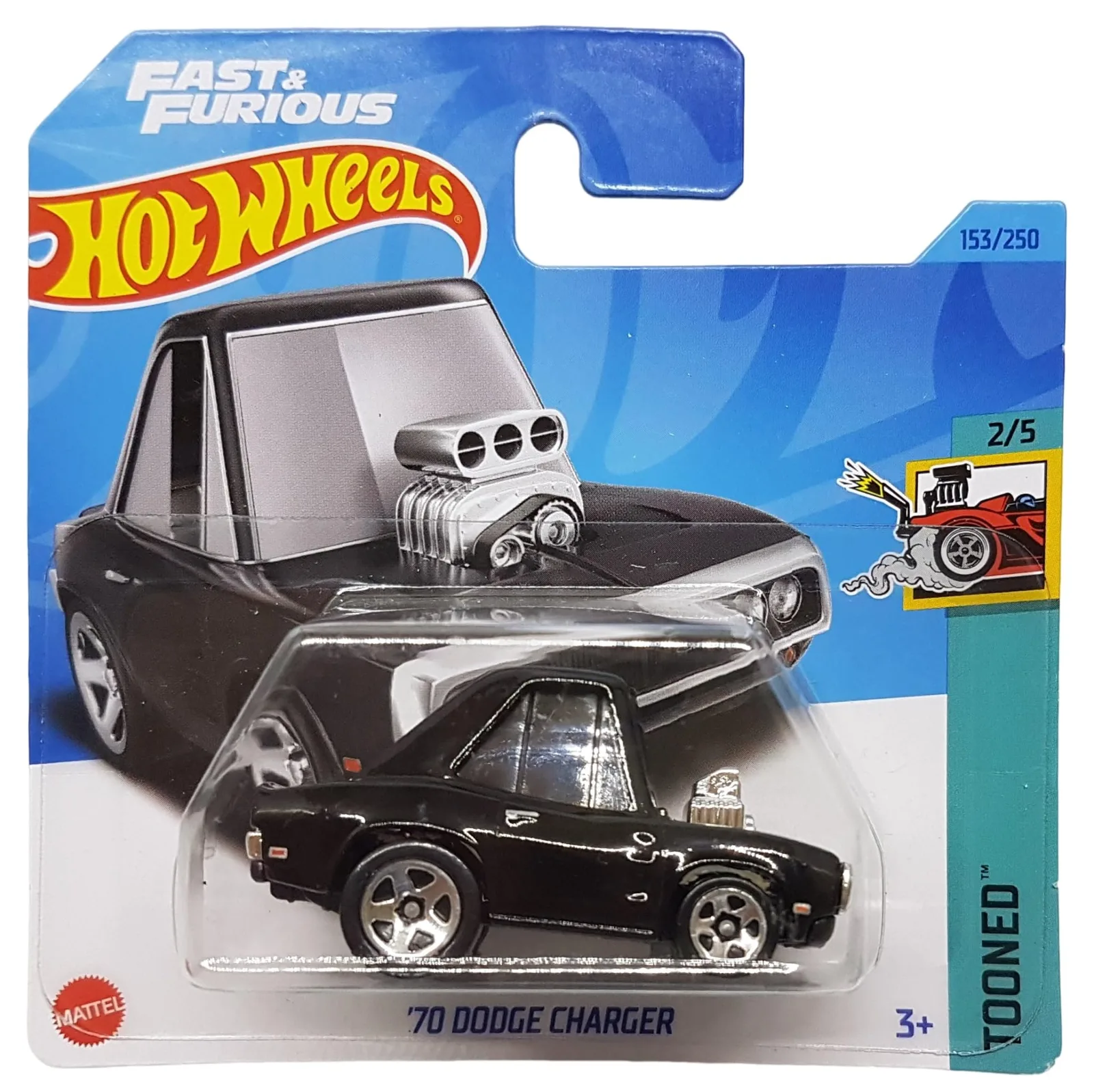 HW F&F TOONED - `70 DODGE CHARGER BLACK/SILVER
