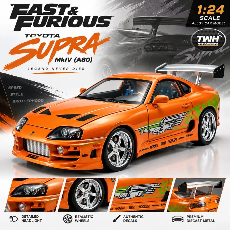 THW DIECAST SUPRA MK4 IV A80 FAST FURIOUS 1:24 - MK4 ORANGE